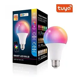 Смарт-лампа WiFi Tuya E27, RGB + CCT, розумна світлодіодна лампочка з мікрофоном для дому - мініатюра 2