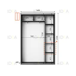 Шафа-купе Idea серія 5 140 x 45 x 210 см Антрацит - мініатюра 2