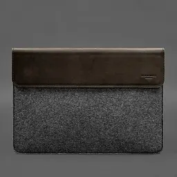 Чохол-конверт BlankNote Crazy Horse для MacBook 14 із клапаном шкіра+фетр Темно-коричневий - мініатюра 5