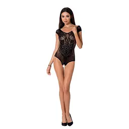 Бодістокінг Passion BS064 black боді закрите плече S/M/L - мініатюра 3