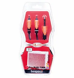 Коммутационный кабель Jack 6.3 stereo — 2xRCA BESPECO SLYSRM300 3м - мініатюра 2
