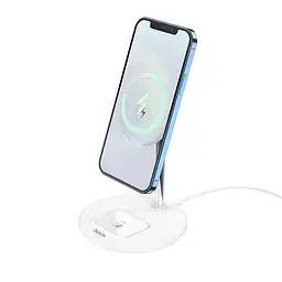 Зарядка QI Hoco Volant magnetic 2-in-1 wireless fast charger S23 5-15W, 3A - мініатюра 3