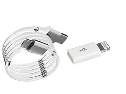Кабель SuperCalla MicroUSB на магнітах White та Адаптер Lightning 8 (vol-999)