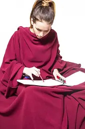 Теплий плед з рукавами флісовий Ковдра-плед унісекс Snuggie 140х190 см бордовий - мініатюра 3