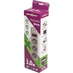 Мережевий фільтр живлення Maxxter (SPM3-G-10G) серый 3 м кабель, 3 розетки (SPM3-G-10G) - мініатюра 2