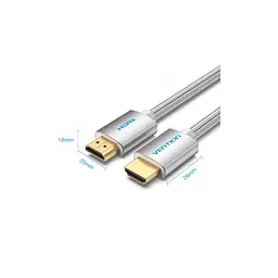 Кабель мультимедійний HDMI M to HDMI M 5.0m V2.1 4K60Hz braided aluminum alloy gray Vention (AABIJ) - мініатюра 2