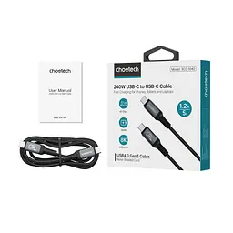 Дата кабель USB-C to USB-C 2.0m USB4 Gen 3 240W 8K Choetech (XCC-1042)