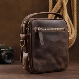 Шкіряна чоловіча vintage сумка 20372 Vintage коричневий - мініатюра 6