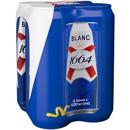 Набір пиво світле Kronenbourg 1664 Blanc спеціальне пшеничне пастеризоване 4.8% (0.5 л х 4 шт.)
