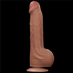 Фалоімітатор LoveToy Sliding-Skin Dual Layer Dong 29 см коричневий - мініатюра 2
