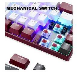 Клавіатура ігрова механічна Motospeed BK-67 Wireless Red-White Outemu Switch Red - мініатюра 4