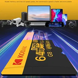 Карта пам'яті Коdak 64 Gb microSD U3 A1 class 10 з адаптером SD - мініатюра 4