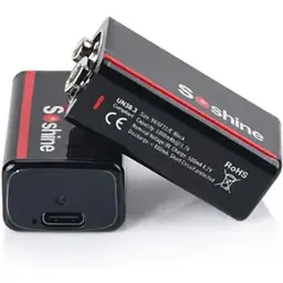 Акумулятор крона 6F22 Soshine 9V 1000 mAh з Type-C зарядкою / Батарейка акумуляторна (18884) - мініатюра 2