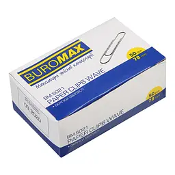 Скріпки нікельовані BM.5021 Buromax, 78 мм, рельєфні, 50 шт в упаковці (4823078958549)