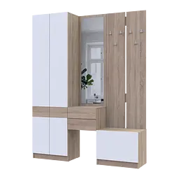Передпокій Doros Сола Дуб Сонома/Білий ДСП / дзеркало 165х40х215 (42005147)