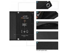 Сонячна панель Solar panel Y11020U 21 W + 2xUSB Зарядний пристрій (Чорний) - мініатюра 10