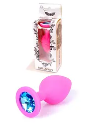 Анальна пробка Jewellery Pink Silikon PLUG Medium Light Blue Diamond Boss Series 64-00085 100358