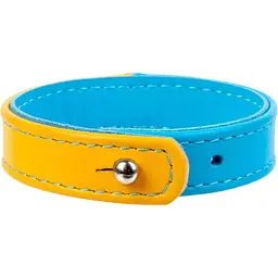 Браслет Waudog Family Colors of freedom, шкіра, S, 18-20х1,5 см, жовтий з блакитним