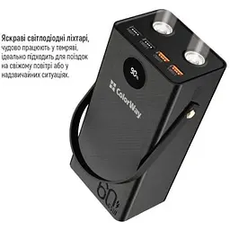Зовнішній акумулятор ColorWay 65 Вт 4xUSB 60000 mAh чорний CW-PB600LPA5BK-PDD - мініатюра 6