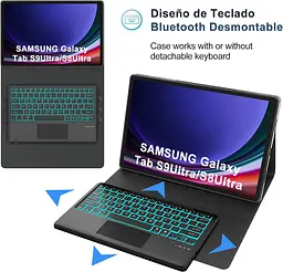 Чохол-клавіатура JADEMALL для Samsung Galaxy Tab S10 Ultra 14,6" 2024, бездротова Bluetooth-клавіатура з підсвічуванням та трекпад - мініатюра 3