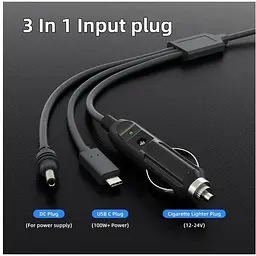 Кабель живлення для Starlink Mini DC + Type-C + автомобільний прикурювач 5 м (18799) - мініатюра 3