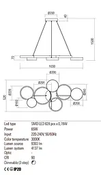 Підвісний світильник Redo CRONOS SU LED 65W 3000K BRASS L1030 (4.1.2) 01-2546 - мініатюра 3