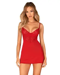 Пеньюар з стрингами Obsessive Ingridia, XL/2XL, червоний