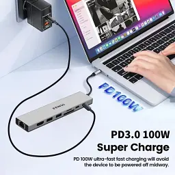 Док-станція Fenvi F-C801H концентратор USB - C Hub 8в1 HDMI USB 3.0 RJ45 CardReader PD (19130) - мініатюра 4