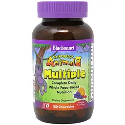 Мультивітаміни для дітей Bluebonnet Nutrition Rainforest Animalz смак фруктів 180 жув. таб.
