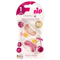Пустушка Nip Вишенька Д, 0-6 міс., круглий, 2 шт., червоний з рожевим (38689-51) - мініатюра 2