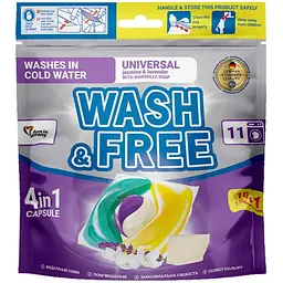 Капсули для прання Wash&Free Жасмин та лаванда з марсельським милом 11 шт. (4260637722010)