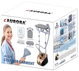 Відпарювач AURORA AU 321 для одягу будинку 2500Вт резервуар 2.3л 12 рівнів пари Золотий / Чорний - мініатюра 8