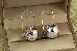 Сережки Xuping Jewelry Кулі 3,5 см сріблясті - мініатюра 3