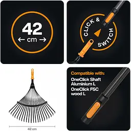 Набір Fiskars OneClick металеві віялові граблі та ручка L (1080714) - мініатюра 2