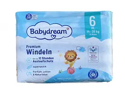 Дитячі одноразові підгузники Babydream 6 XL (14-20) кг 32 шт