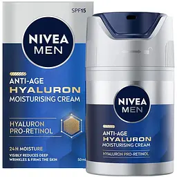 Антивіковий зволожувальний крем для обличчя Nivea Men Hyaluron SPF 15, 50 мл (83969)