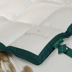 Ковдра MirSon Imperial Satin Luxe зимова 110х140 см біла із зеленим кантом - мініатюра 12