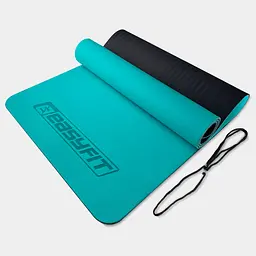 Килимок для йоги та фітнесу EasyFit TPE+TC 6 мм двошаровий м'ятний-чорний - мініатюра 1