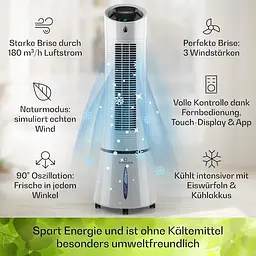 Охолоджувач повітря Klarstein Skyscraper Ice Smart 4-в-1 Сірий (10040207) - мініатюра 7