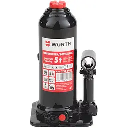 Домкрат гідравлічний Wurth пляшкового типу посилений 5 тн чорний (07155445)
