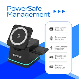 Зарядний пристрій 15W 3-in-1 Magnetic Wireless Fast Charger black Energizer - мініатюра 9