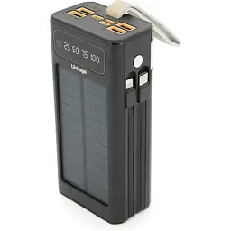 Батарея універсальна Linkage 30000mAh, Solar, 22.5W, cables Туре-С+Lighting, Black (LKP-46) - мініатюра 3