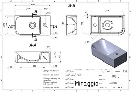 Умивальник Miraggio KO L (69125607) Miramarble, Глянцевий, Підвісний, Білий - мініатюра 2
