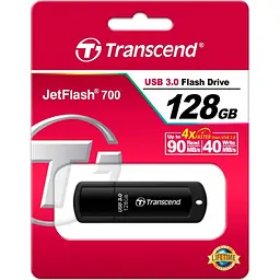 USB флеш-накопичувач Transcend JetFlash 700 128GB USB-A 3.0 Black (TS128GJF700) [90891] - мініатюра 4