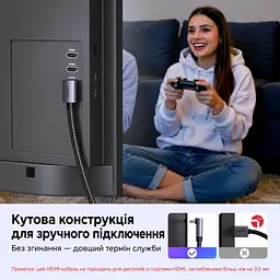 Кабель HDMI UGREEN HD188 2.1 кутовий 90° 8K 60 Гц 3 м чорний (85242) - мініатюра 2