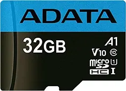 Карта пам'яті Adata microSDHC, 32Gb, Class10 UHS-I, A-Data Premier, adapter SD (AUSDH32GUICL10A1-RA1) - мініатюра 2