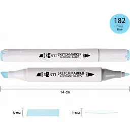 Набір спиртових маркерів Santi Professional SA-182 морозний синій 6 шт. (390882) - мініатюра 2