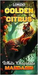 Шоколад Lorizio мандариновий білий "GOLDEN CITRUS" 100 г