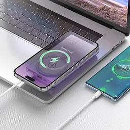 Акумулятор зовнішній магнітний Hoco Q22 Taurus 10000mAh MagSafe фіолетовий (6942007612166) - мініатюра 3