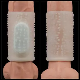 Вібронасадка на член Lovetoy Vibrating Drip Knights Ring, 10 см (білий) - мініатюра 3